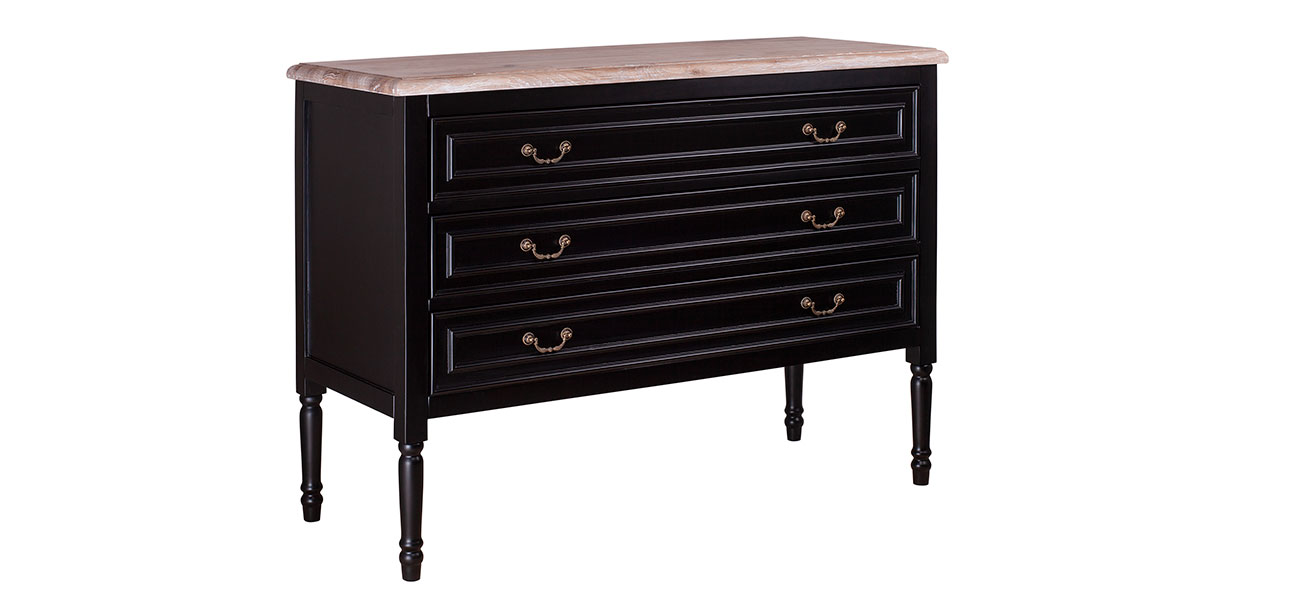 Черный комод из дуба Amelia black light beige - фото