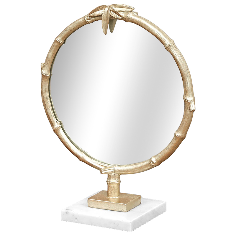 Зеркало настольное Bamboo Gold Marble Mirror Золотой Белый Зеркало Зеркало настольное Bamboo Gold Marble Mirror Золотой Белый Зеркало в Костроме | Loft Concept