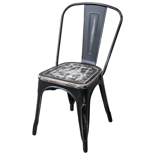 Кухонный стул Tolix Chair Vintage Wood Винтажный черный Кухонный стул Tolix Chair Vintage Wood Винтажный черный в Костроме | Loft Concept