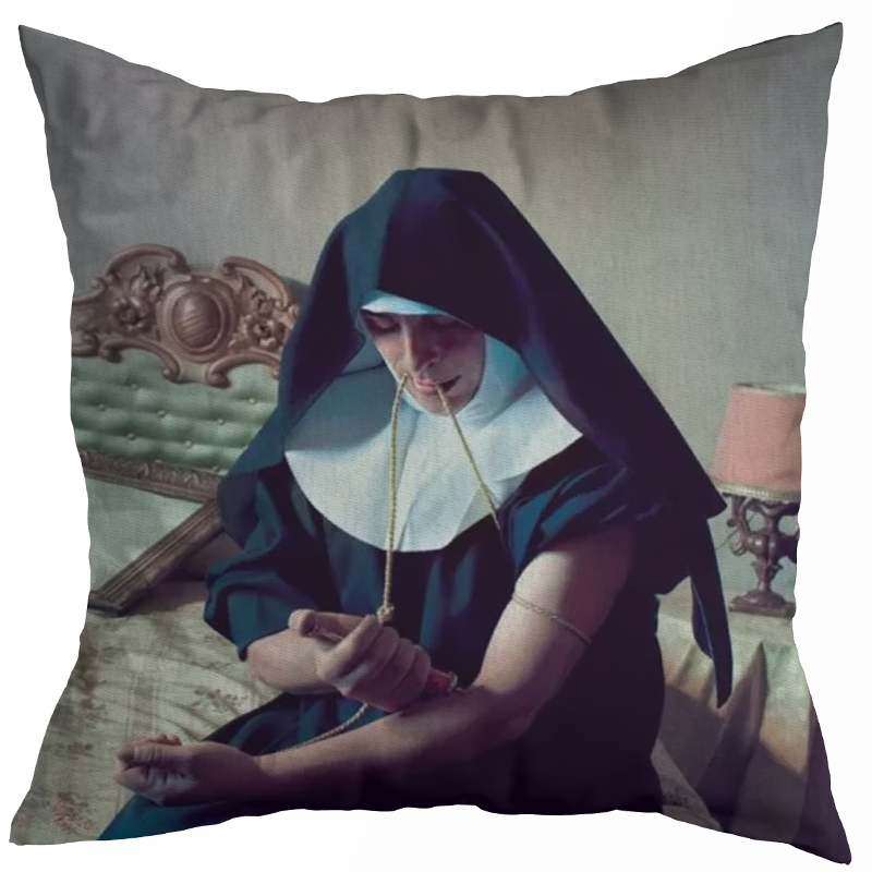 Декоративная подушка Seletti Cushion Nun Бежевый Коричневый Черный Зеленый шалфей Декоративная подушка Seletti Cushion Nun Бежевый Коричневый Черный Зеленый шалфей в Костроме | Loft Concept