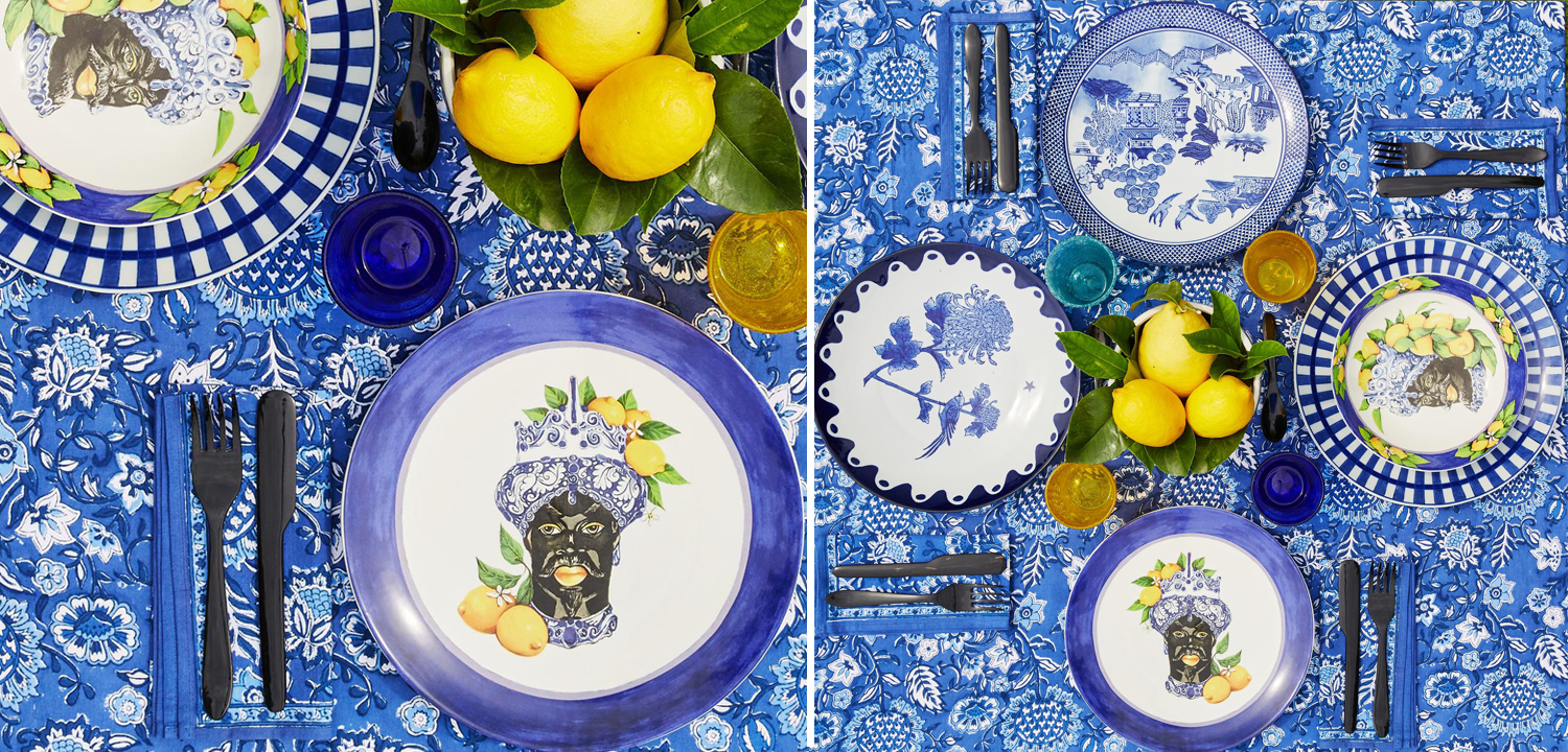 Тарелка Abhika PLATE MORO HEAD D 28,5 Blue - фото