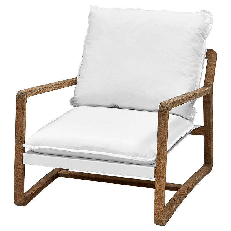 Белое кресло Loan Armchair с каркасом из массива дуба Белый Светлый дуб Белое кресло Loan Armchair с каркасом из массива дуба Белый Светлый дуб в Костроме | Loft Concept