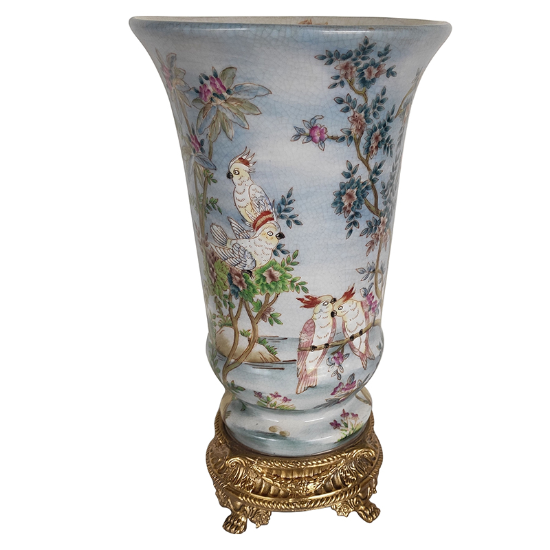 Ваза Blue Vase Parrots Бронза Мульти Голубой Ваза Blue Vase Parrots Бронза Мульти Голубой в Костроме | Loft Concept