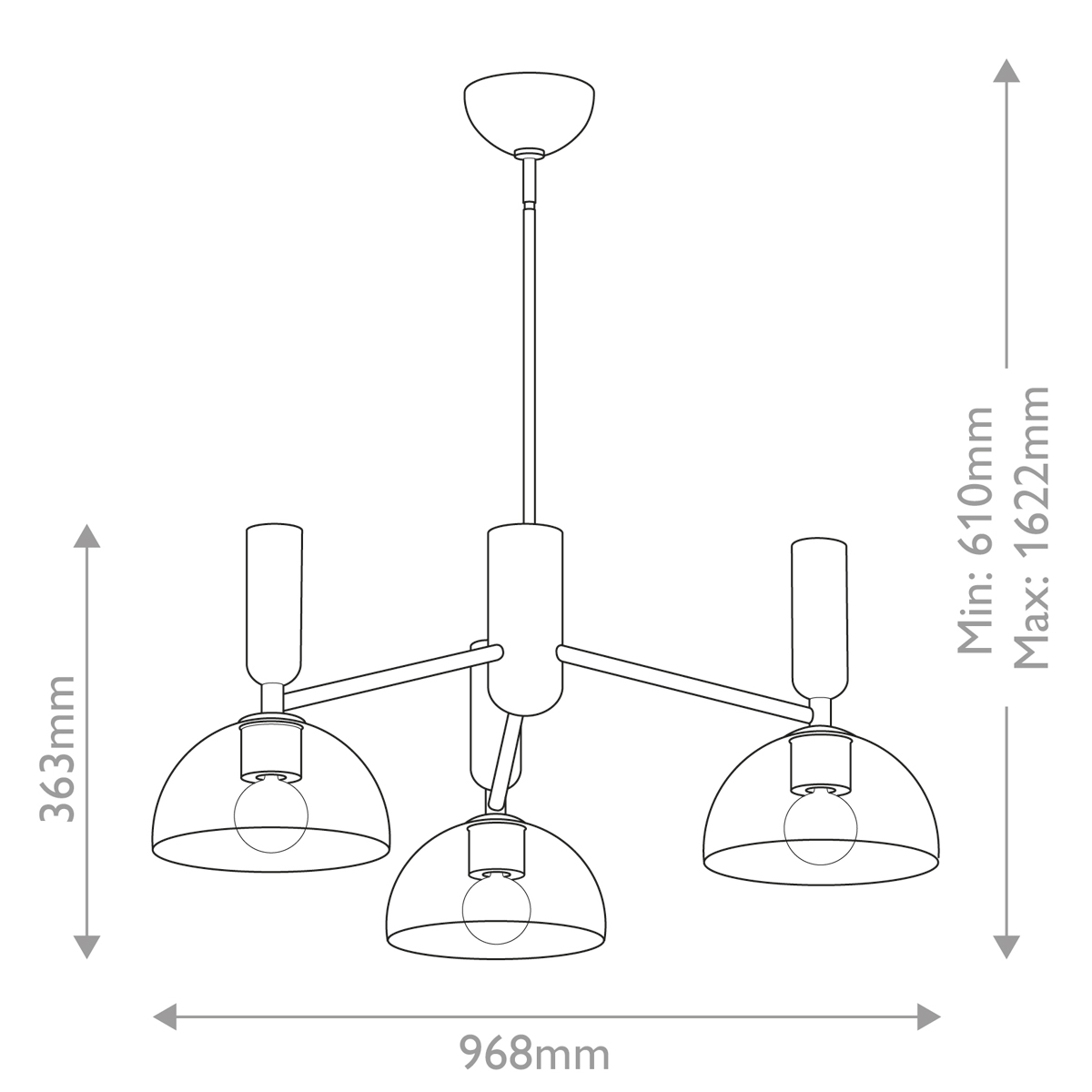 Люстра с 3-мя прозрачными полусферическими плафонами из стекла Alora Mood в Костроме