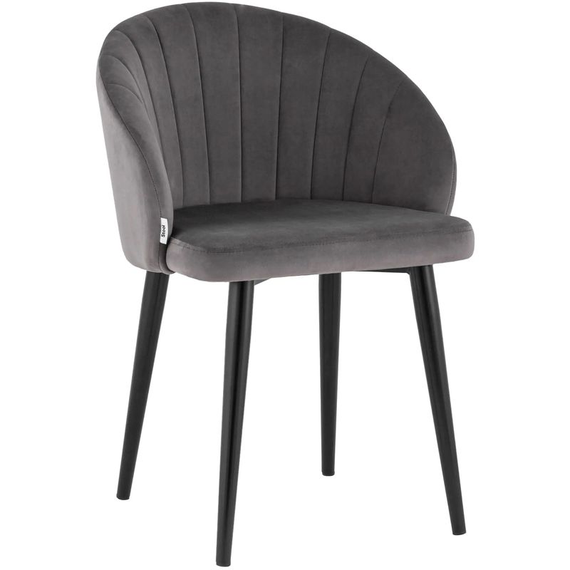 Стул Balsari Chair Серый Велюр Серый Черный Стул Balsari Chair Серый Велюр Серый Черный в Костроме | Loft Concept