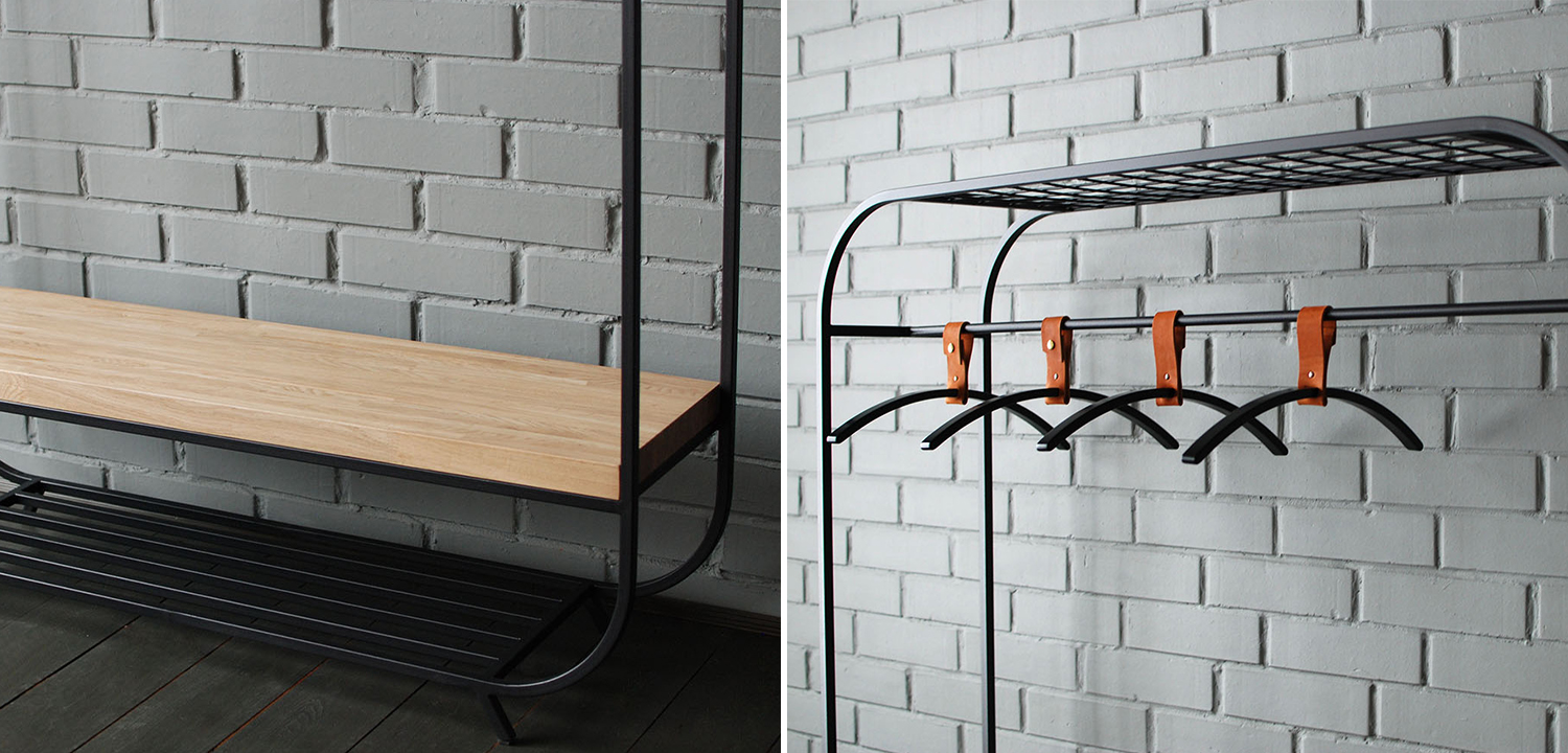 Рейл Jethro Industrial Metal Rust Clothes Rail Black - фото
