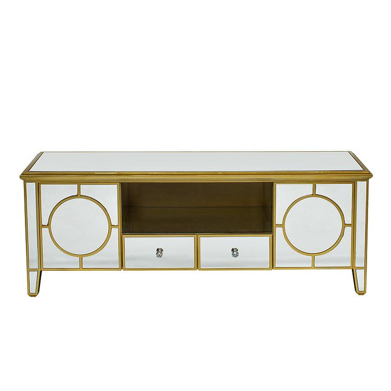 Комод в стиле арт-деко зеркальный Mirrored Circles Commode Золотой Комод в стиле арт-деко зеркальный Mirrored Circles Commode Золотой в Костроме | Loft Concept