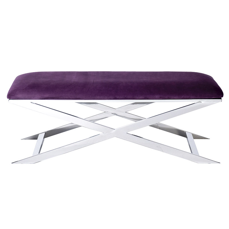 Банкетка Bench Velor Violet Хром Фиолетовый Банкетка Bench Velor Violet Хром Фиолетовый в Костроме | Loft Concept