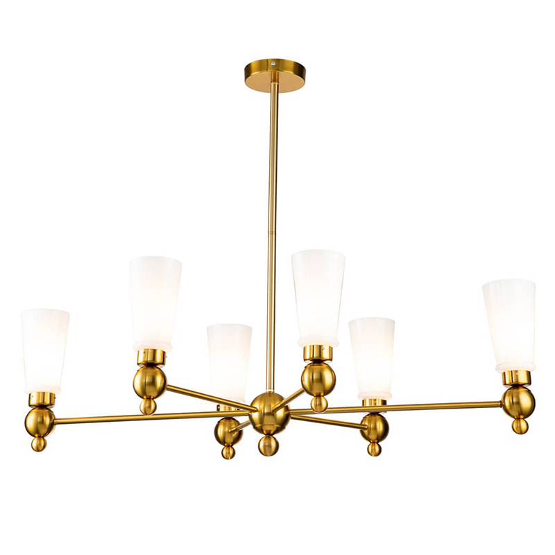 Люстра Chamila Chandelier 6 Латунь Белый Люстра Chamila Chandelier 6 Латунь Белый в Костроме | Loft Concept