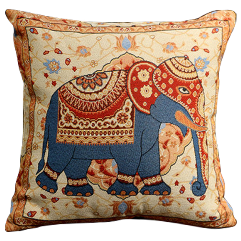Декоративная подушка Indian Elephant Yellow Blue Мульти Желтый Синий Декоративная подушка Indian Elephant Yellow Blue Мульти Желтый Синий в Костроме | Loft Concept