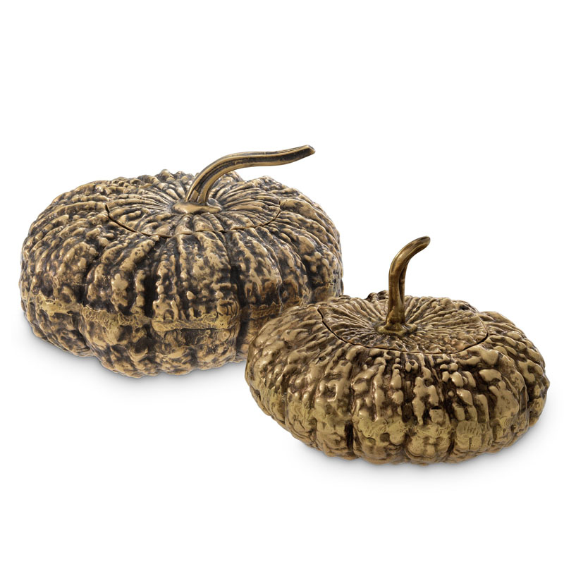Набор шкатулок Eichholtz BOX CITROUILLE SET OF 2 Винтажная латунь Набор шкатулок Eichholtz BOX CITROUILLE SET OF 2 Винтажная латунь в Костроме | Loft Concept