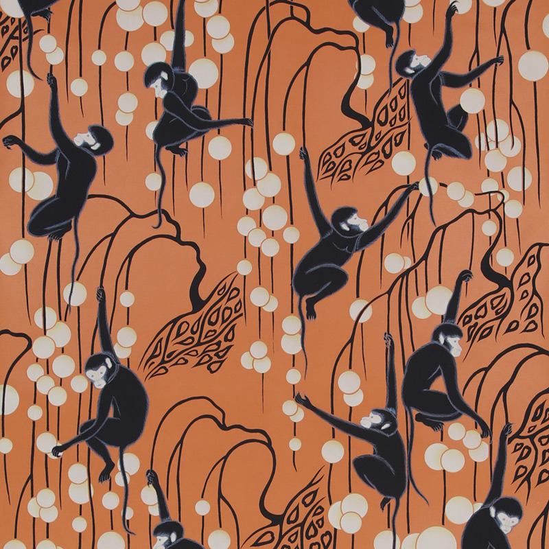 Обои ручная роспись Deco Monkeys Terracotta on dyed paper Обои ручная роспись Deco Monkeys Terracotta on dyed paper в Костроме | Loft Concept