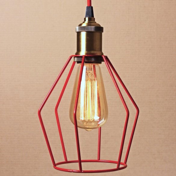 Подвесной светильник Wire Cage Pendant Trew Red Красный Подвесной светильник Wire Cage Pendant Trew Red Красный в Костроме | Loft Concept