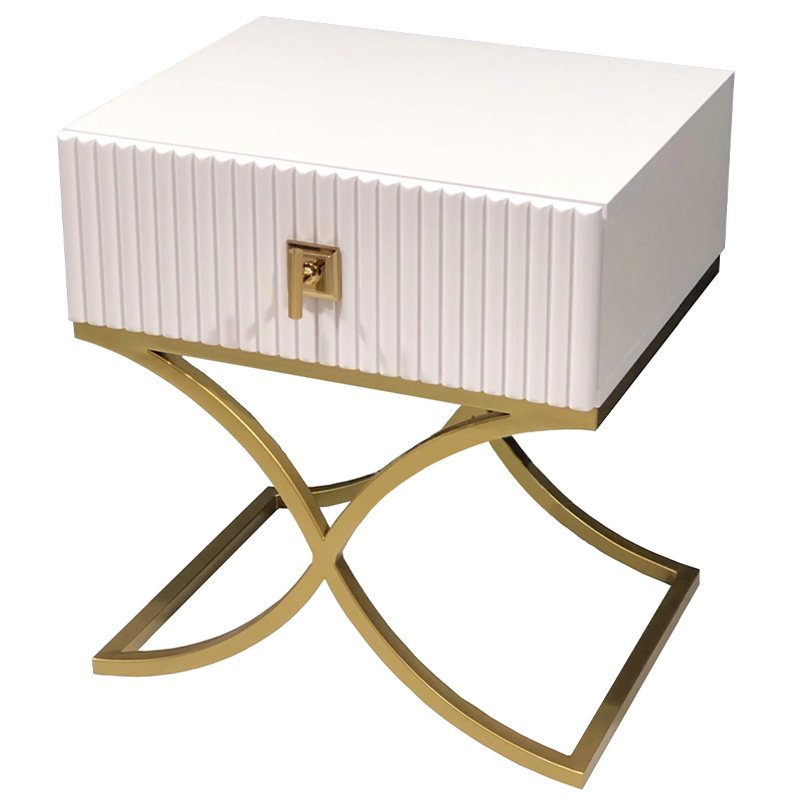 Тумба Catrin Nightstand Белый Золотой Тумба Catrin Nightstand Белый Золотой в Костроме | Loft Concept