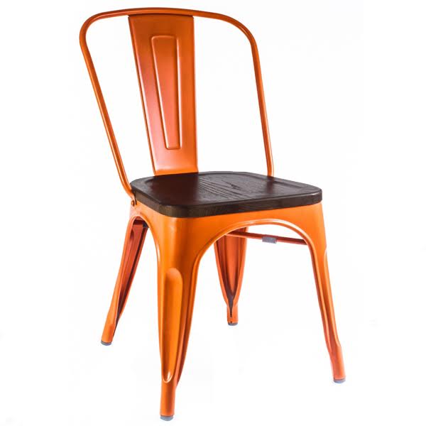 Кухонный стул Tolix Chair Wood Orange Оранжевый Коричневый Кухонный стул Tolix Chair Wood Orange Оранжевый Коричневый в Костроме | Loft Concept