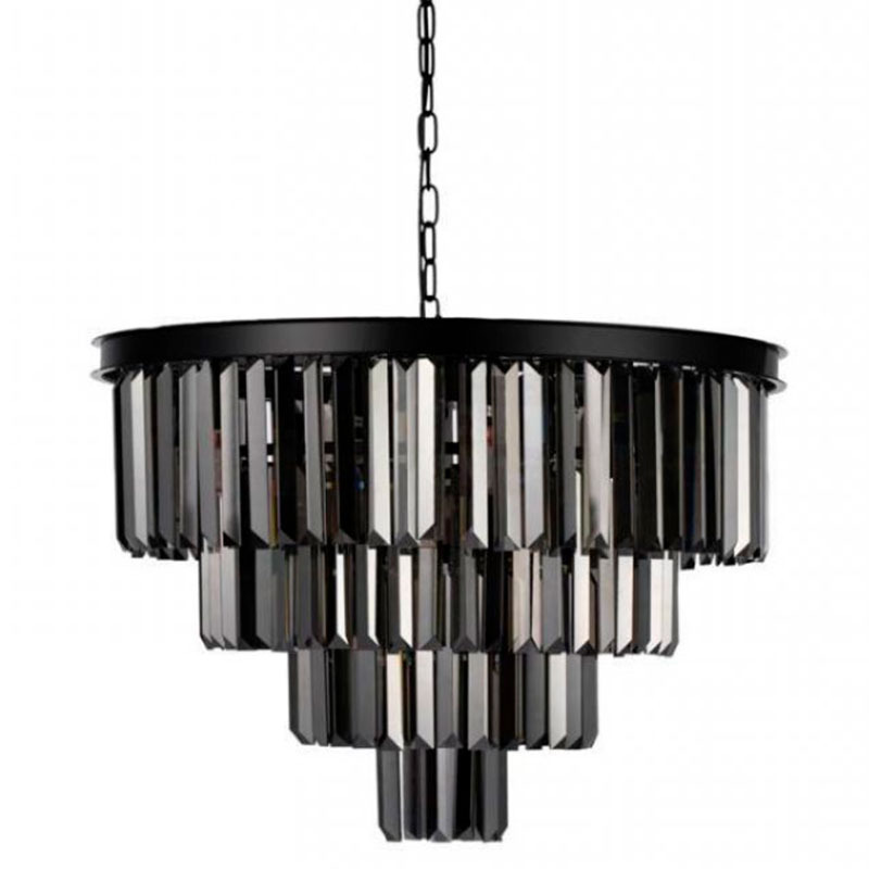 Круглая Люстра RH 1920s Odeon Black iron Four Layers Серое Стекло диаметр 60 см Черный Серый Круглая Люстра RH 1920s Odeon Black iron Four Layers Серое Стекло диаметр 60 см Черный Серый в Костроме | Loft Concept