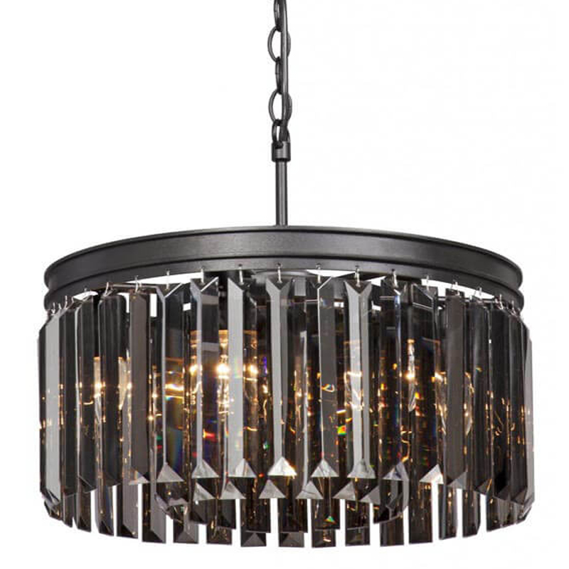 Люстра RH Rhys Smok Glass Prism Round Chandelier 40 Черный матовый Люстра RH Rhys Smok Glass Prism Round Chandelier 40 Черный матовый в Костроме | Loft Concept