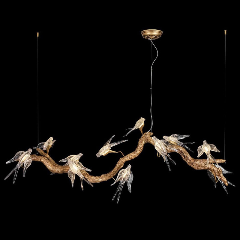 Декоративная светодиодная люстра The swallow nest Медь Прозрачный Декоративная светодиодная люстра The swallow nest Медь Прозрачный в Костроме | Loft Concept