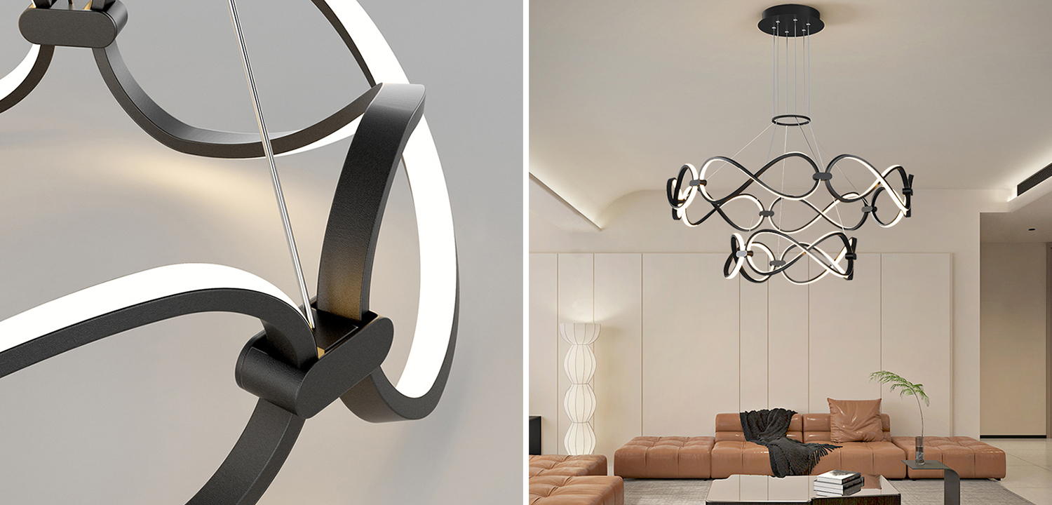 Кольцеобразная Люстра FORLI BW Черный цвет - фото