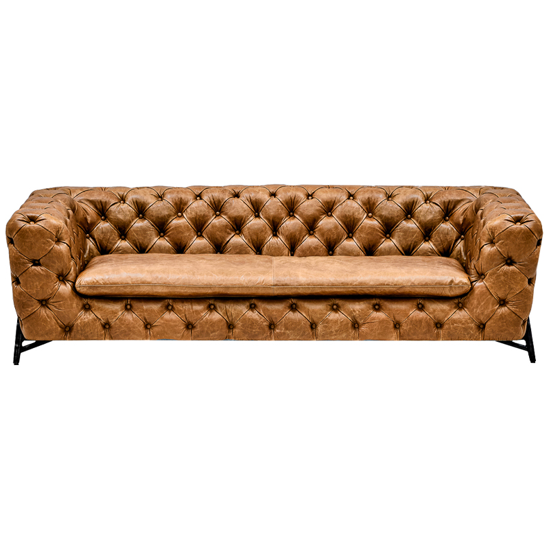 Диван Hendrica Capitone Sofa Карамель Черный Диван Hendrica Capitone Sofa Карамель Черный в Костроме | Loft Concept