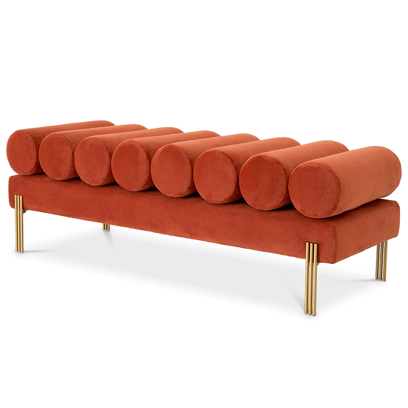 Банкетка Eichholtz Bench Oxley Orange Оранжевый Латунь Банкетка Eichholtz Bench Oxley Orange Оранжевый Латунь в Костроме | Loft Concept