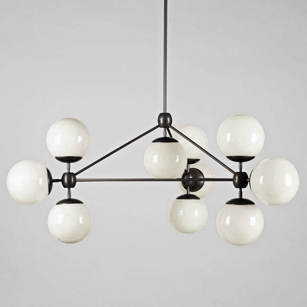 Modo 10 Globes Chandelier Black and White Glass Прозрачный белый Черный Modo 10 Globes Chandelier Black and White Glass Прозрачный белый Черный в Костроме | Loft Concept