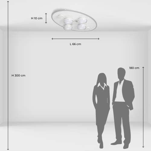 Потолочный светильник овальной формы белого цвета с 7-ю лампами Lunar Pebbles в Костроме