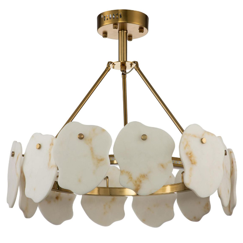 Люстра Мрамор Lucretia Marble Round Chandelier 60 см Латунь Белый Мрамор Bianco Люстра Мрамор Lucretia Marble Round Chandelier 60 см Латунь Белый Мрамор Bianco в Костроме | Loft Concept