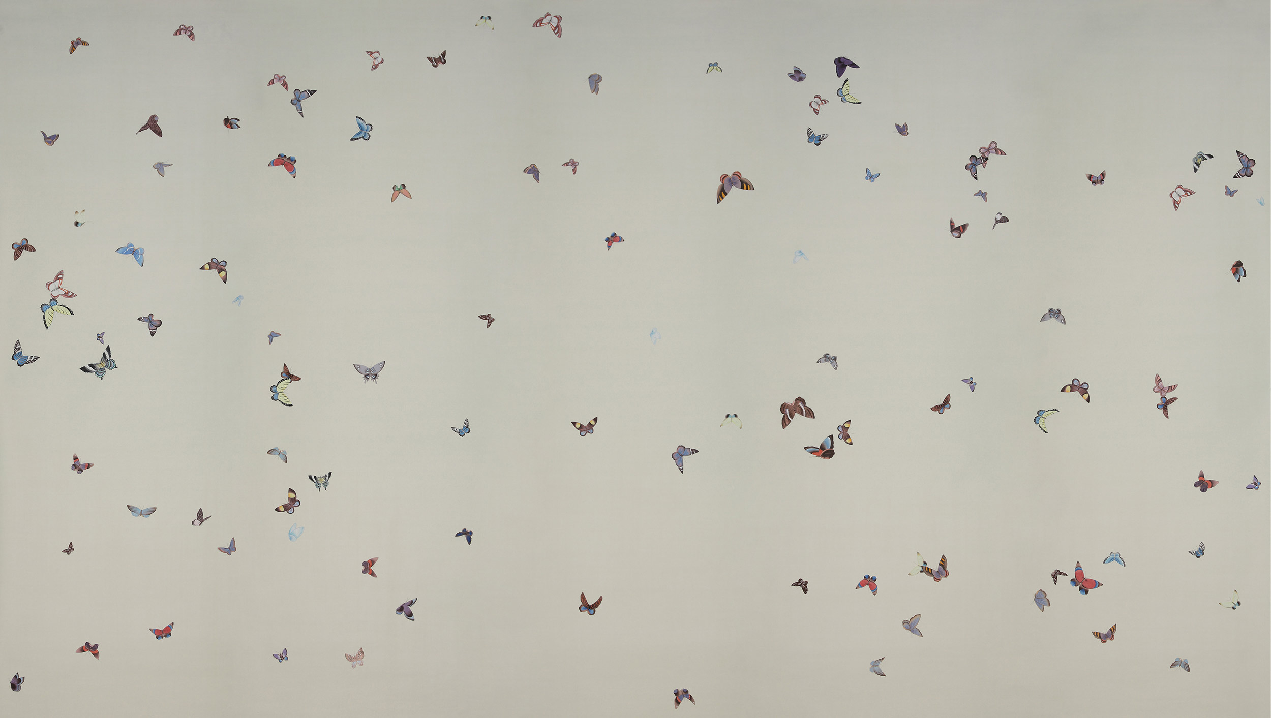 Обои ручная роспись Butterflies Icarus on Rose Shadow metallic silk Обои ручная роспись Butterflies Icarus on Rose Shadow metallic silk - постер Loft-Concept в Костроме