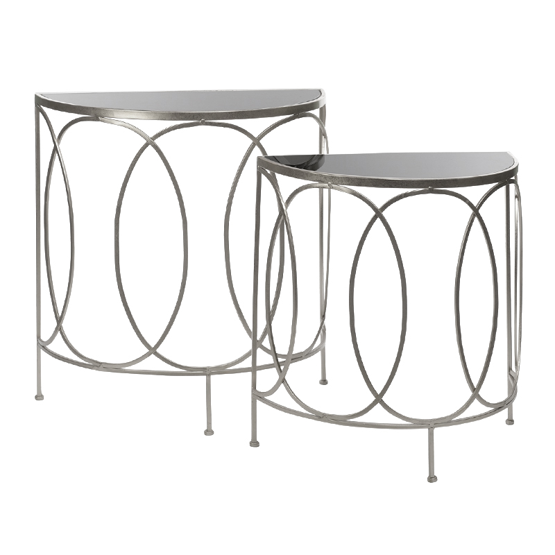 Консоль полукруглая Frame Metallic Silver Серебряный Серый Консоль полукруглая Frame Metallic Silver Серебряный Серый в Костроме | Loft Concept