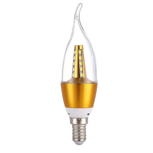 Прозрачная лампочка свеча LED E14 с позолотой Глянцевое золото Прозрачная лампочка свеча LED E14 с позолотой Глянцевое золото в Костроме | Loft Concept