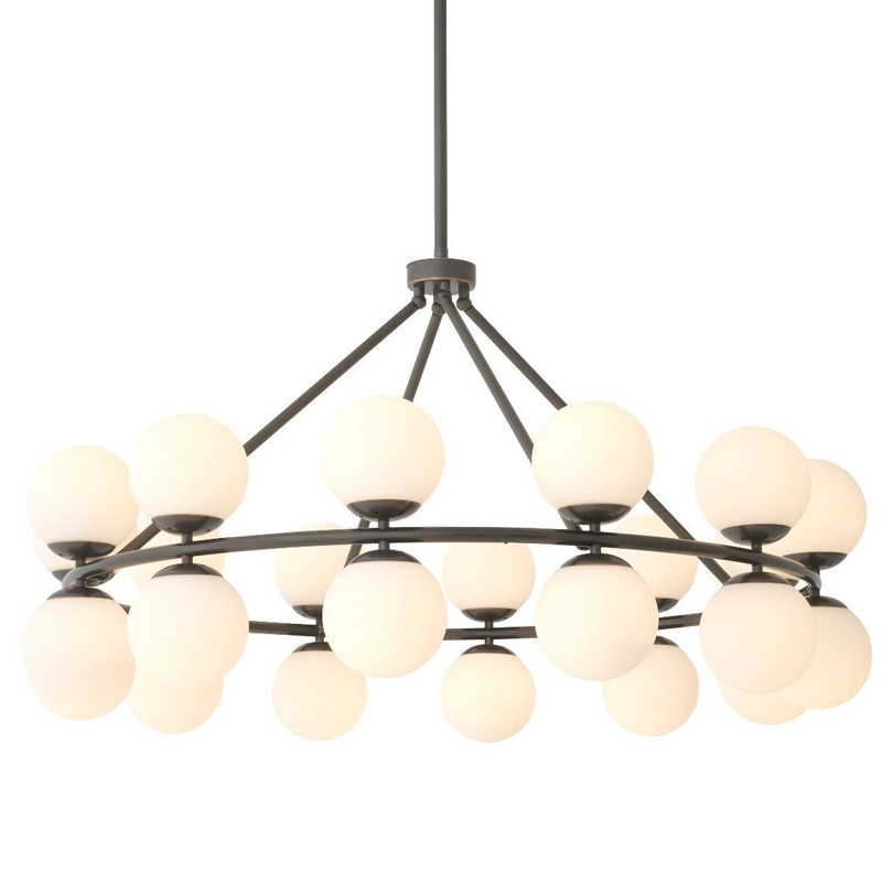 Люстра Eichholtz Chandelier Hutchinson Bronze Темная бронза Белое матовое стекло Люстра Eichholtz Chandelier Hutchinson Bronze Темная бронза Белое матовое стекло в Костроме | Loft Concept