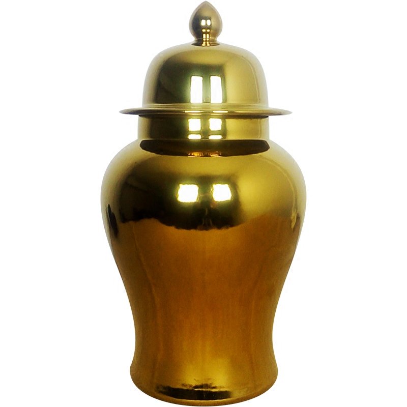 Ваза Gold Ceramic Chinese Jars with Lids Золотой Ваза Gold Ceramic Chinese Jars with Lids Золотой в Костроме | Loft Concept