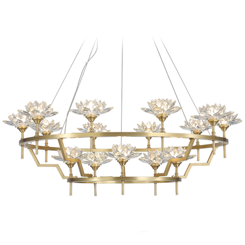 Большая Люстра Хрустальные Цветы Лотоса Lotus flower Clear Glass lamp 15 Латунь Прозрачное Стекло Большая Люстра Хрустальные Цветы Лотоса Lotus flower Clear Glass lamp 15 Латунь Прозрачное Стекло в Костроме | Loft Concept