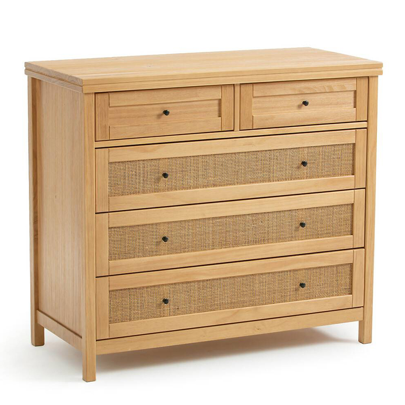 Комод в скандинавском стиле Niels Wicker 5 drawers ящики с плетеными вставками Древесина Комод в скандинавском стиле Niels Wicker 5 drawers ящики с плетеными вставками Древесина в Костроме | Loft Concept