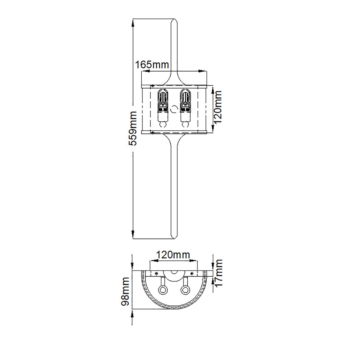 Бра вертикальное с белым полукруглым плафоном и длинным стержнем S Kichler в Костроме