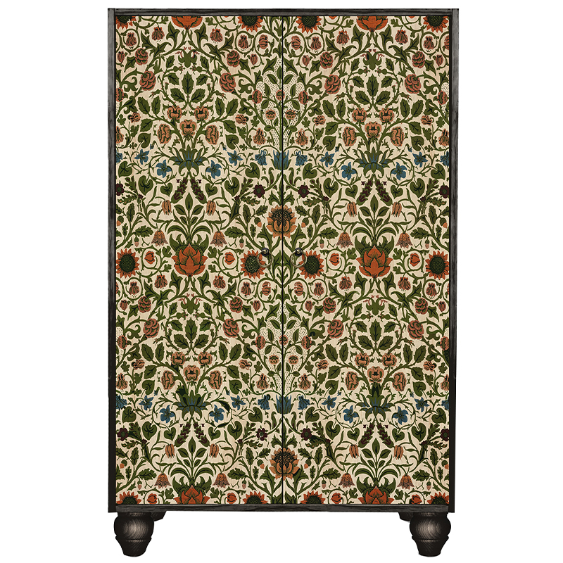 Шкаф с цветочным узором на дверцах Floral Print Cabinet Black Мульти Черный Шкаф с цветочным узором на дверцах Floral Print Cabinet Black Мульти Черный в Костроме | Loft Concept
