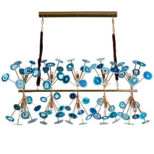 Люстра Agate Burst Chandelier Blue Line Золотой Синий Люстра Agate Burst Chandelier Blue Line Золотой Синий в Костроме | Loft Concept
