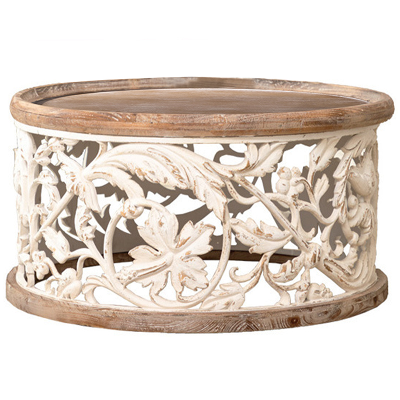 Кофейный стол Fleurette Provence Side Table Древесина Белый Золотой Кофейный стол Fleurette Provence Side Table Древесина Белый Золотой в Костроме | Loft Concept