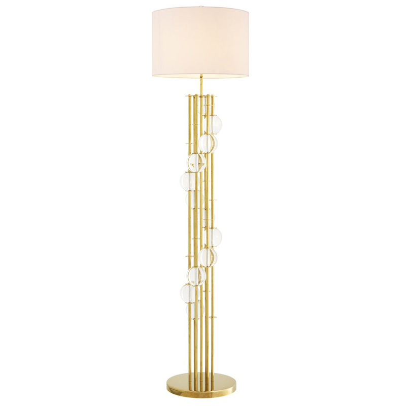 Торшер Eichholtz Floor Lamp Lorenzo Gold & white Глянцевое золото Белый Прозрачный Торшер Eichholtz Floor Lamp Lorenzo Gold & white Глянцевое золото Белый Прозрачный в Костроме | Loft Concept