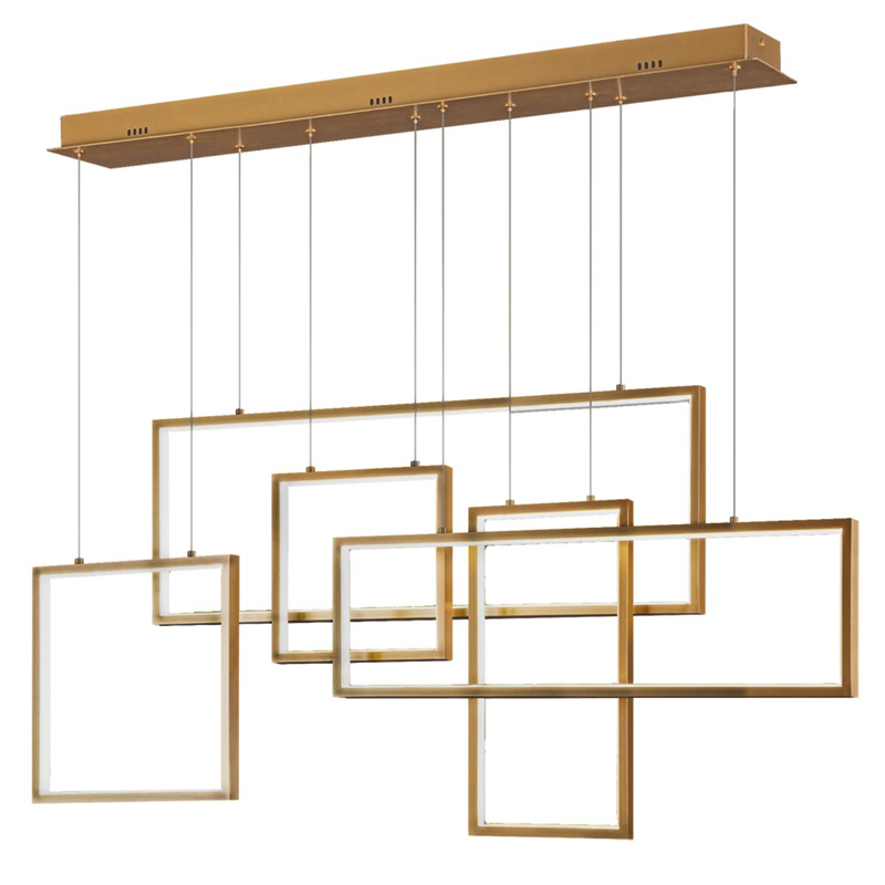 Люстра Rectangle Geometry Chandelier Gold 5 Золотой Люстра Rectangle Geometry Chandelier Gold 5 Золотой в Костроме | Loft Concept