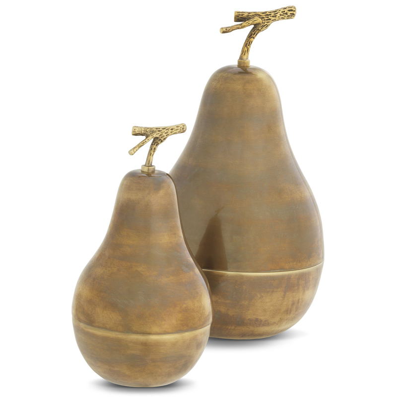 Комплект шкатулок Eichholtz Box Pear Set of 2 brass Винтажная латунь Комплект шкатулок Eichholtz Box Pear Set of 2 brass Винтажная латунь в Костроме | Loft Concept