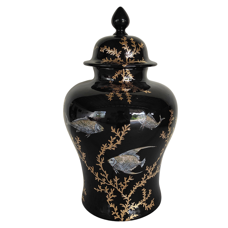Ваза Vase Algae Fish Черный Золотой Ваза Vase Algae Fish Черный Золотой в Костроме | Loft Concept