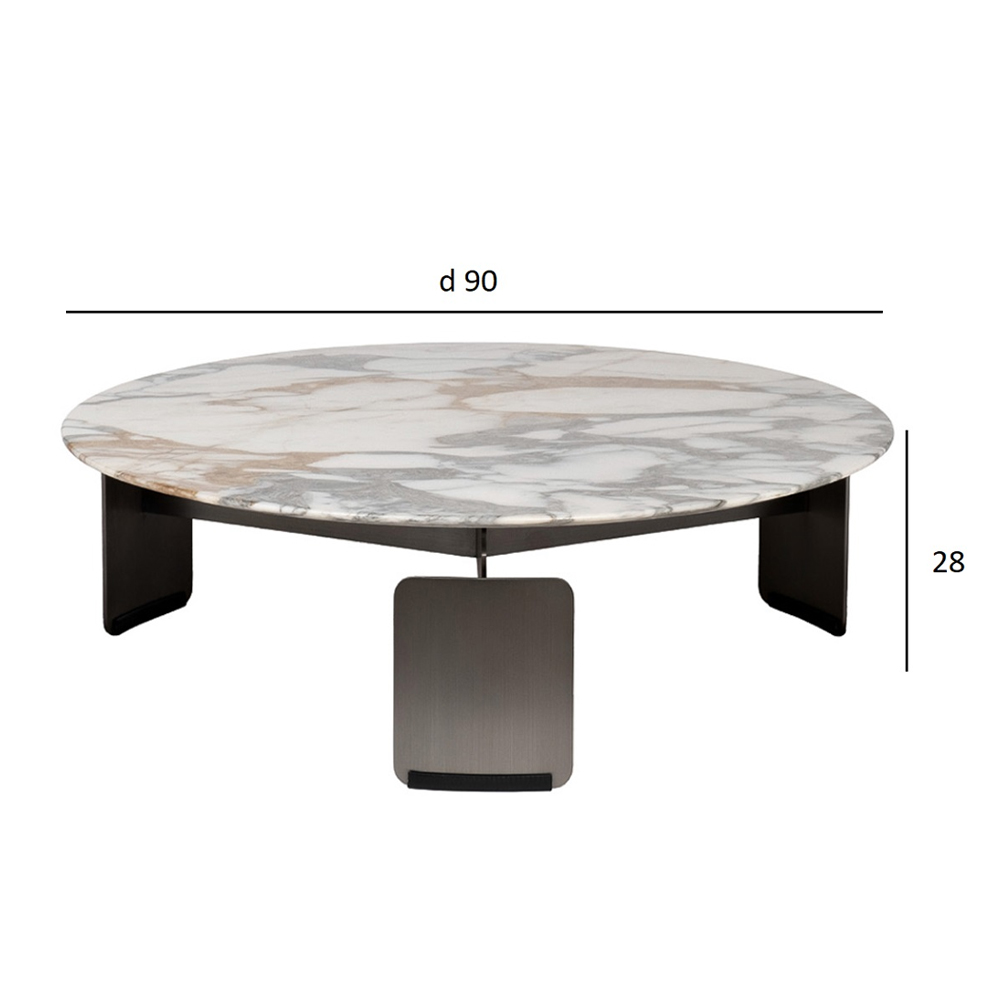 Столик журнальный с круглой мраморной столешницей на трех опорах Marble Stone Drawing в Костроме