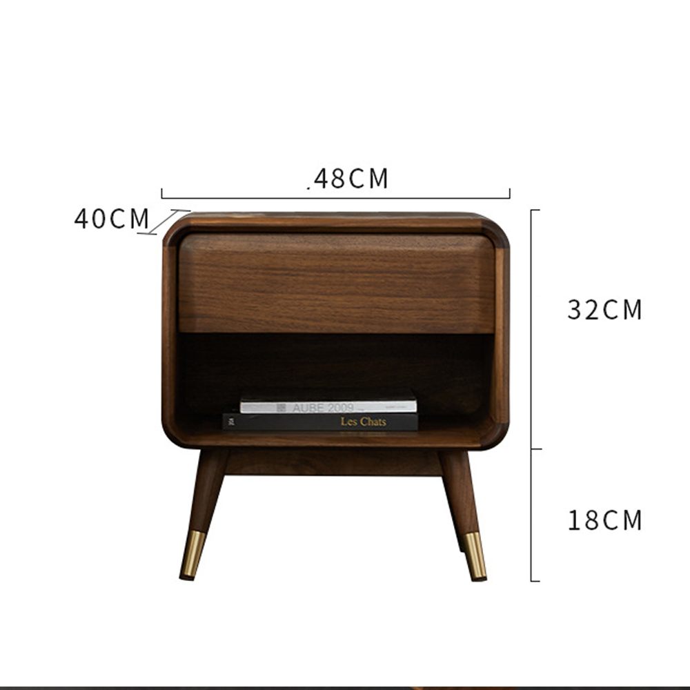 Прикроватная деревянная тумба с ящиком и нишей для хранения Moon Walnut Furniture Прикроватная деревянная тумба с ящиком и нишей для хранения Moon Walnut Furniture в Костроме
