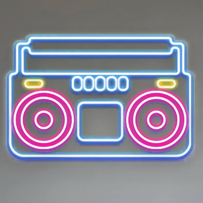 Неоновая настенная лампа Tape Recorder Neon Wall Lamp Голубой Розовый Прозрачный Неоновая настенная лампа Tape Recorder Neon Wall Lamp Голубой Розовый Прозрачный в Костроме | Loft Concept