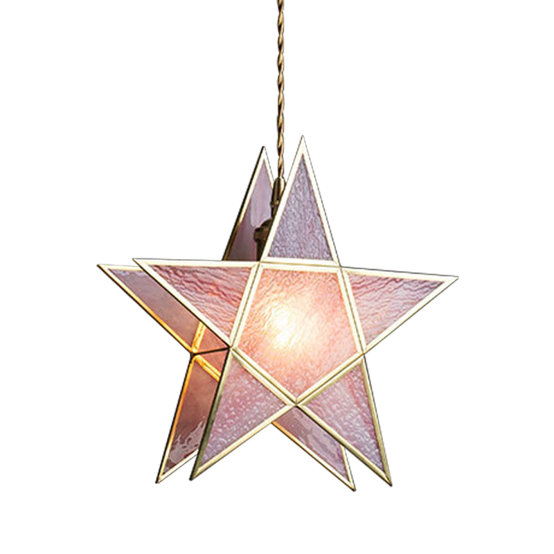 Подвесной светильник Star Pink Glass Hanging Light Розовый Латунь Подвесной светильник Star Pink Glass Hanging Light Розовый Латунь в Костроме | Loft Concept