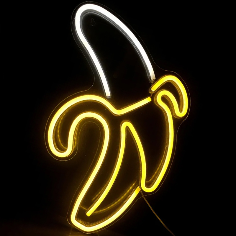 Неоновая настенная лампа Banana Neon Wall Lamp Прозрачный Белый Желтый Неоновая настенная лампа Banana Neon Wall Lamp Прозрачный Белый Желтый в Костроме | Loft Concept