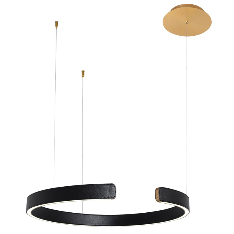 Подвесной светильник Half Ring black leather 60 Черный Золотой Подвесной светильник Half Ring black leather 60 Черный Золотой в Костроме | Loft Concept