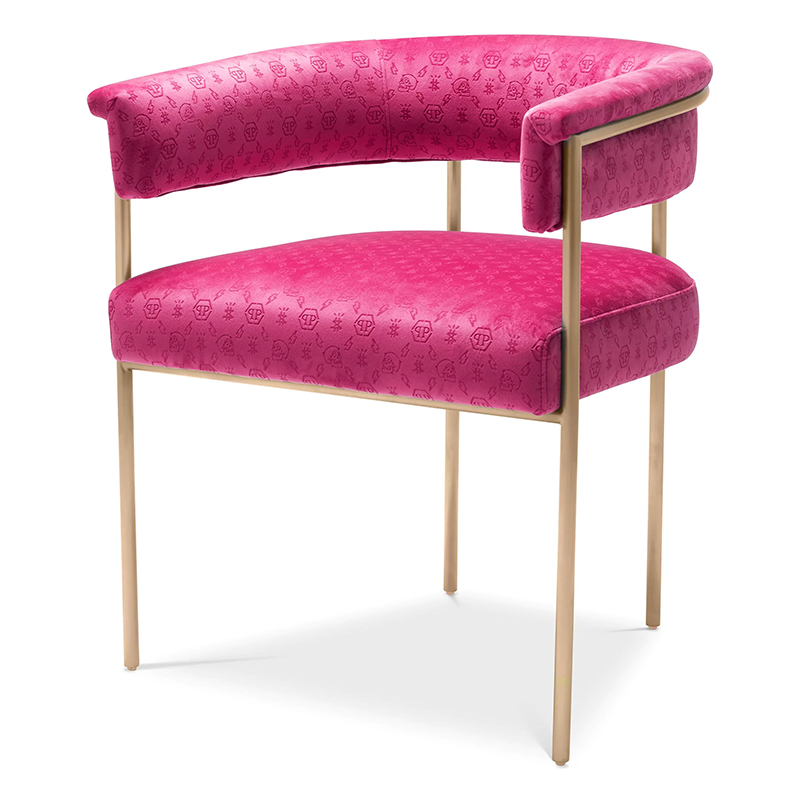 Стул Philipp Plein Dining Chair Monogram Розовый Розовый Золотой Стул Philipp Plein Dining Chair Monogram Розовый Розовый Золотой в Костроме | Loft Concept